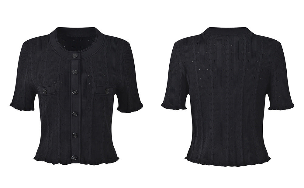 Black casual knitted two-piece set