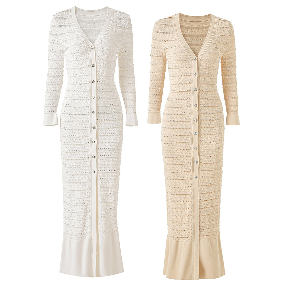 Women's diamond long knitted dress