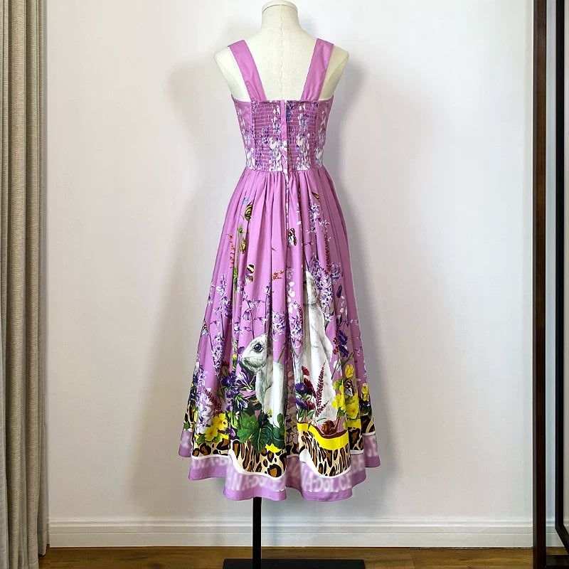 Elegant printed sleeveless dress for women