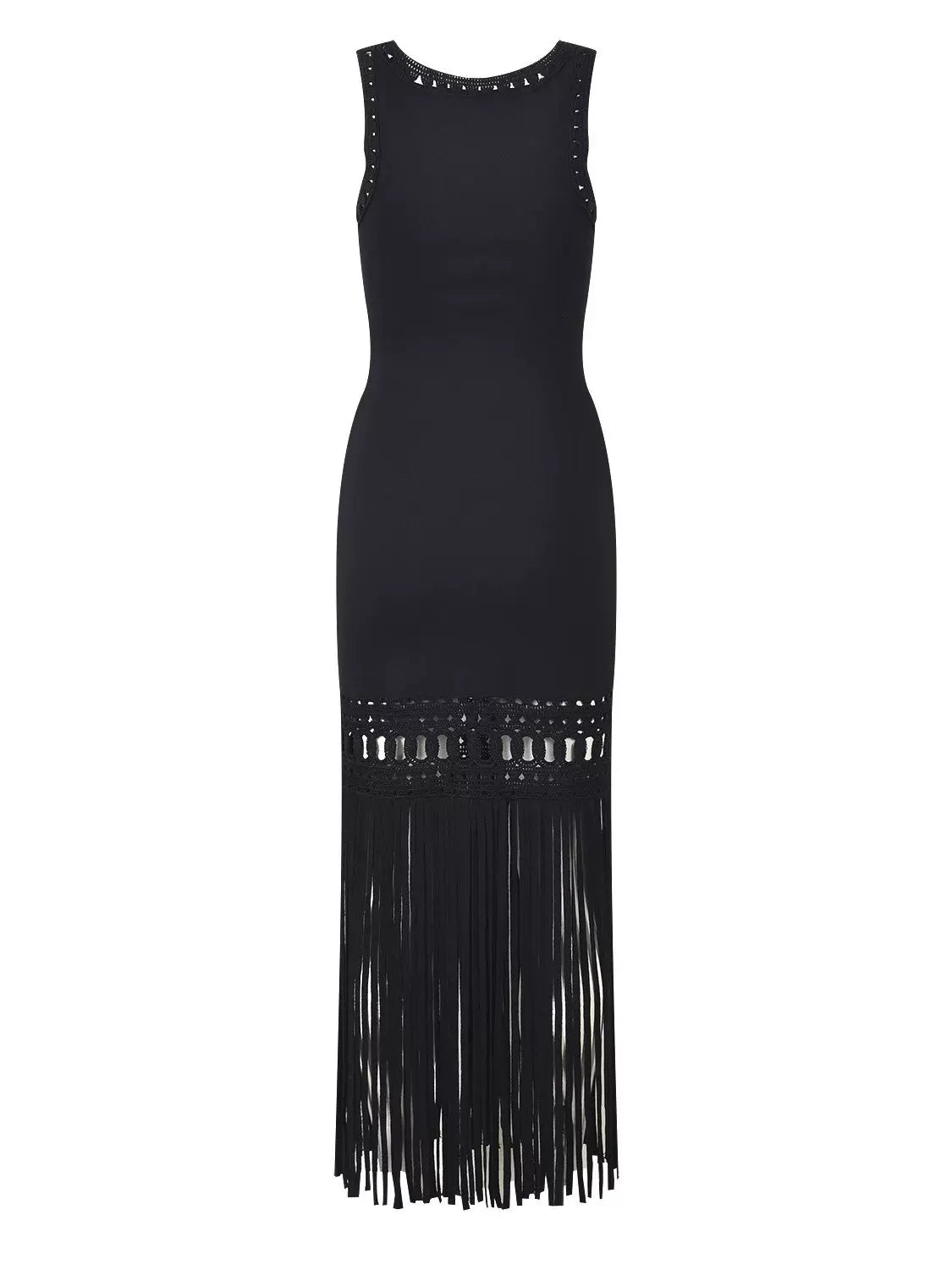 Women's Sleeveless Knit Openwork Pearl Dress