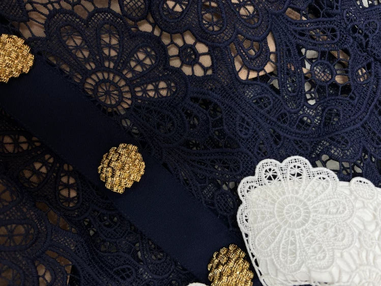 Women's Lace Hollow Short Sleeve Elegant Dress