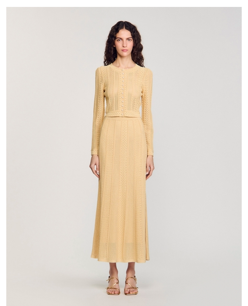 Women's gold knitted two-piece suit