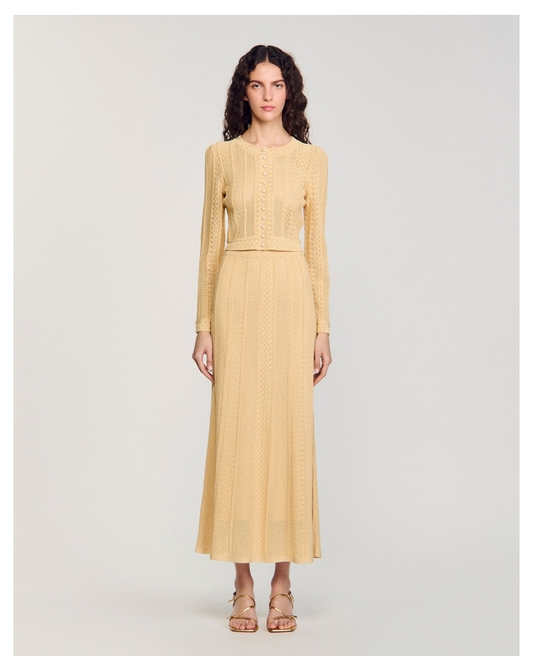 Women's gold knitted two-piece suit