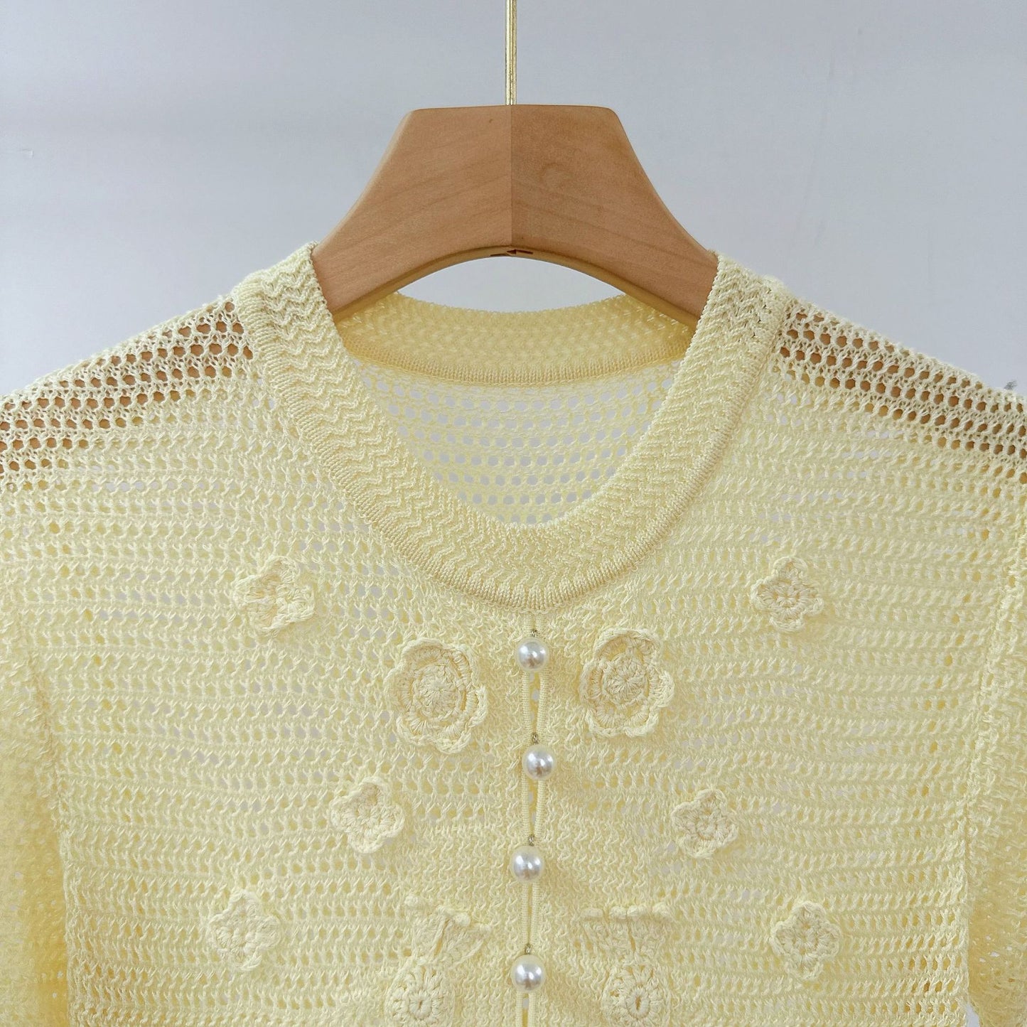 Women's yellow knitted short sleeved dress