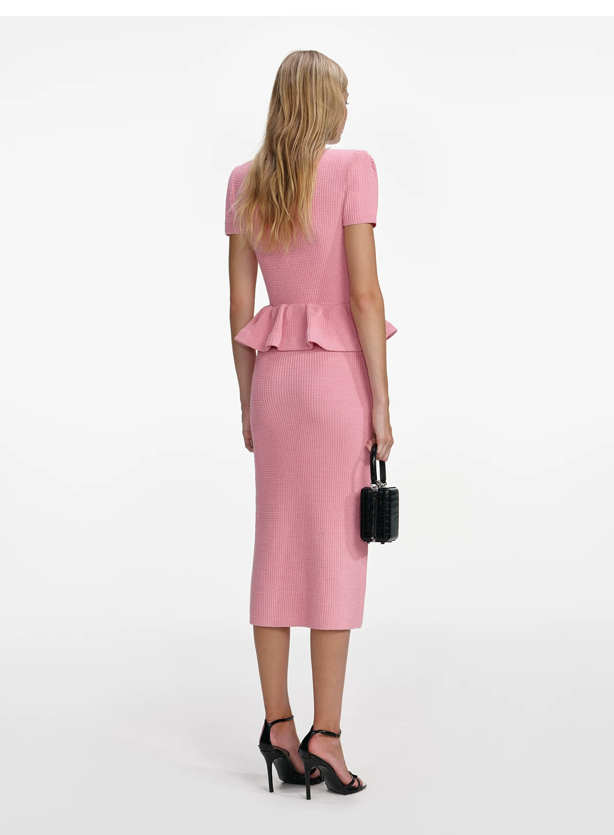 Women's Pink Sleeveless Knit Fitted Elegant Dress