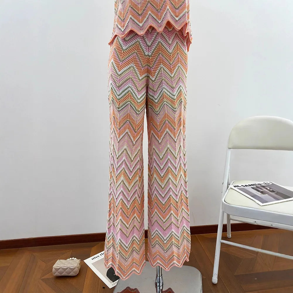Women's casual striped two-piece suit