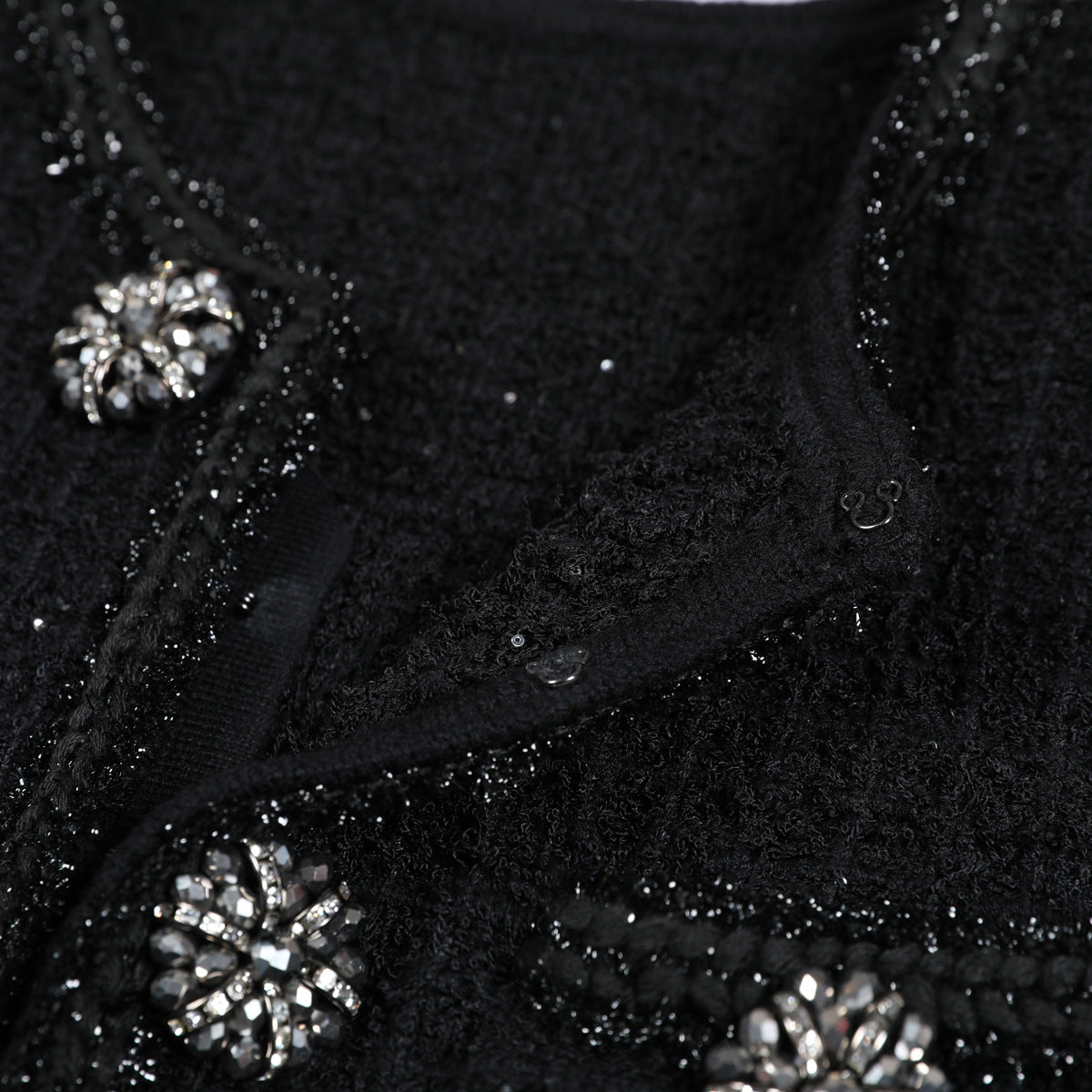 Women's Black Beaded Long Sleeve Knit Dress