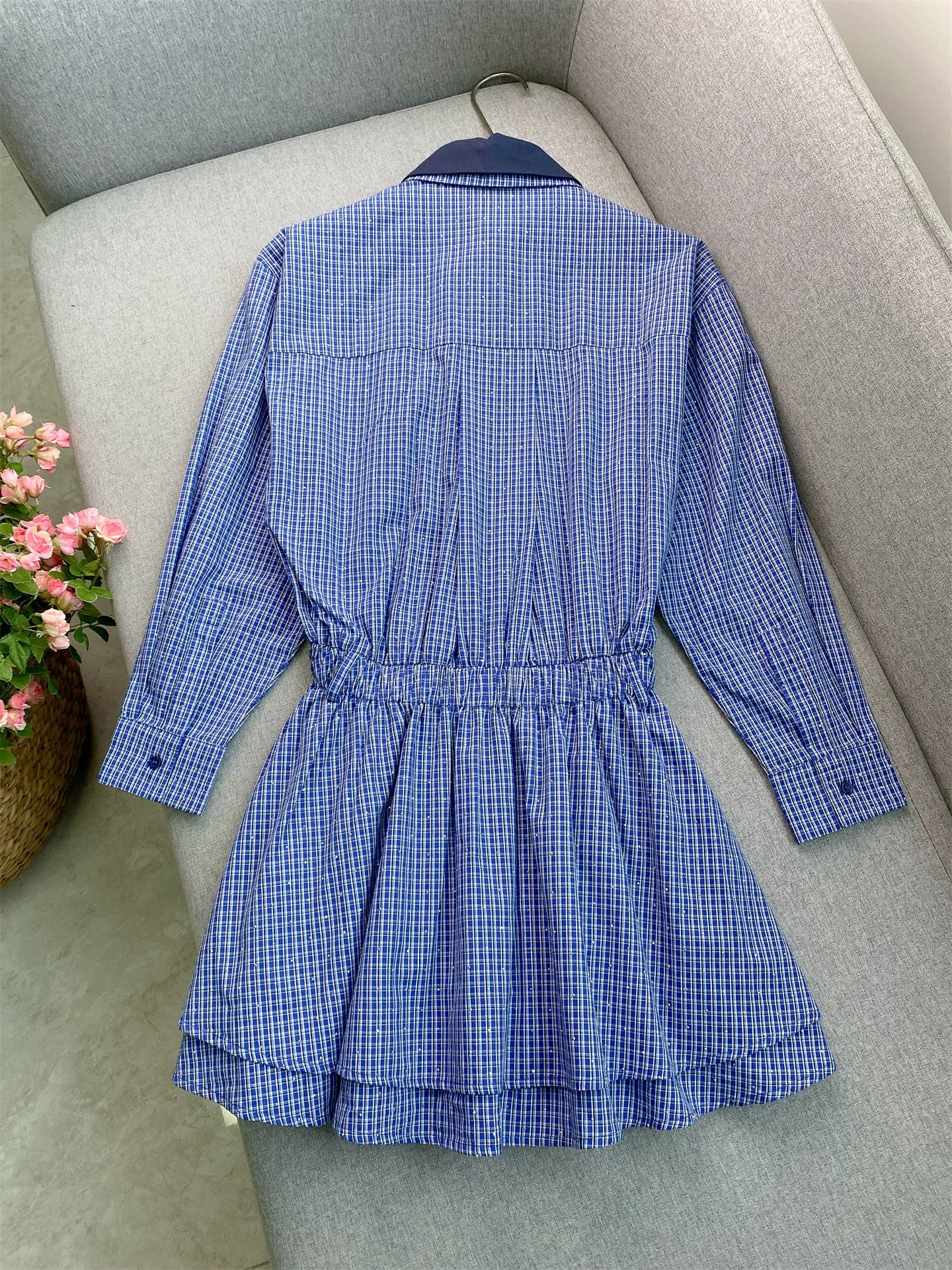 Women's blue long sleeve dress