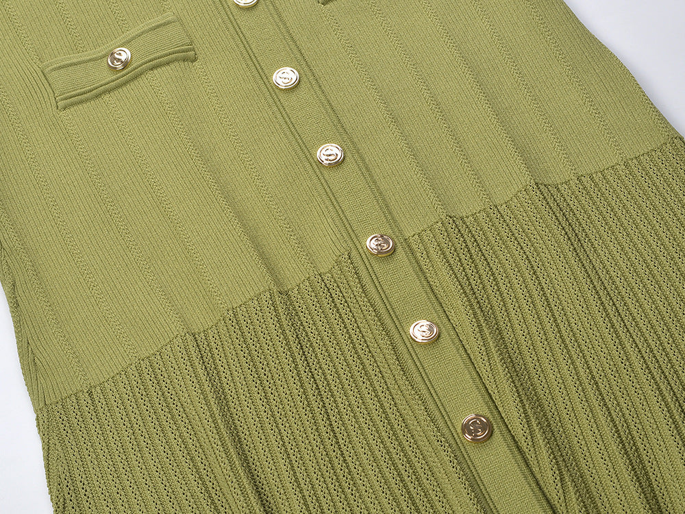 Women's Green Elegant Knit Dress
