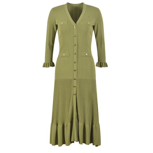 Women's Green Elegant Knit Dress