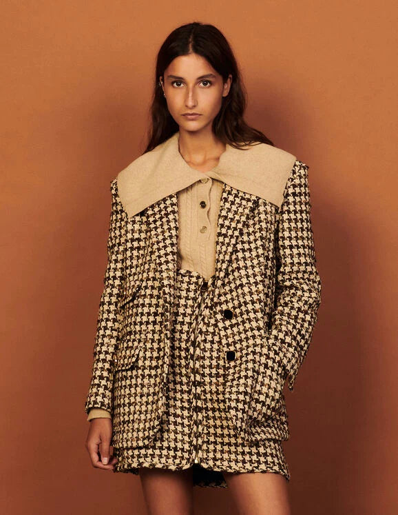 Women's fashion houndstooth suit suit