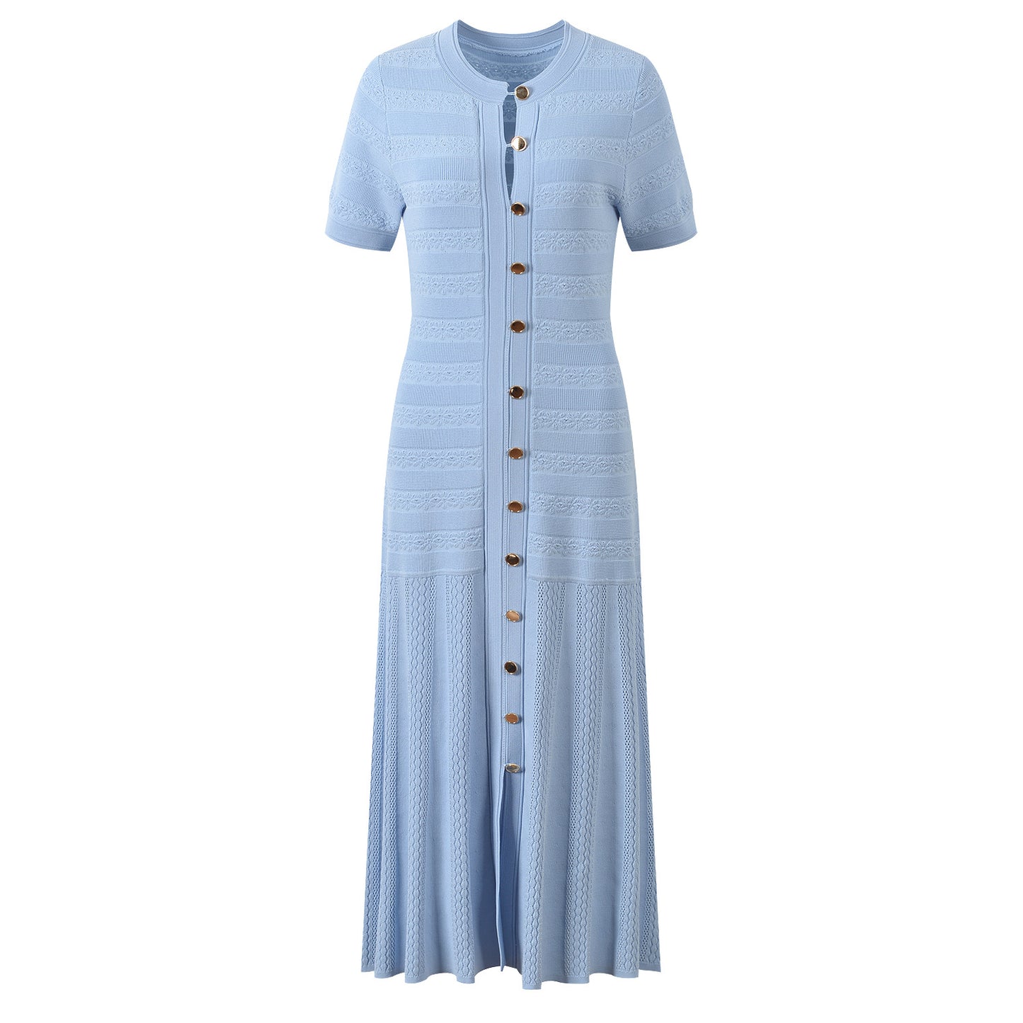 Women's blue short sleeve knitted dress