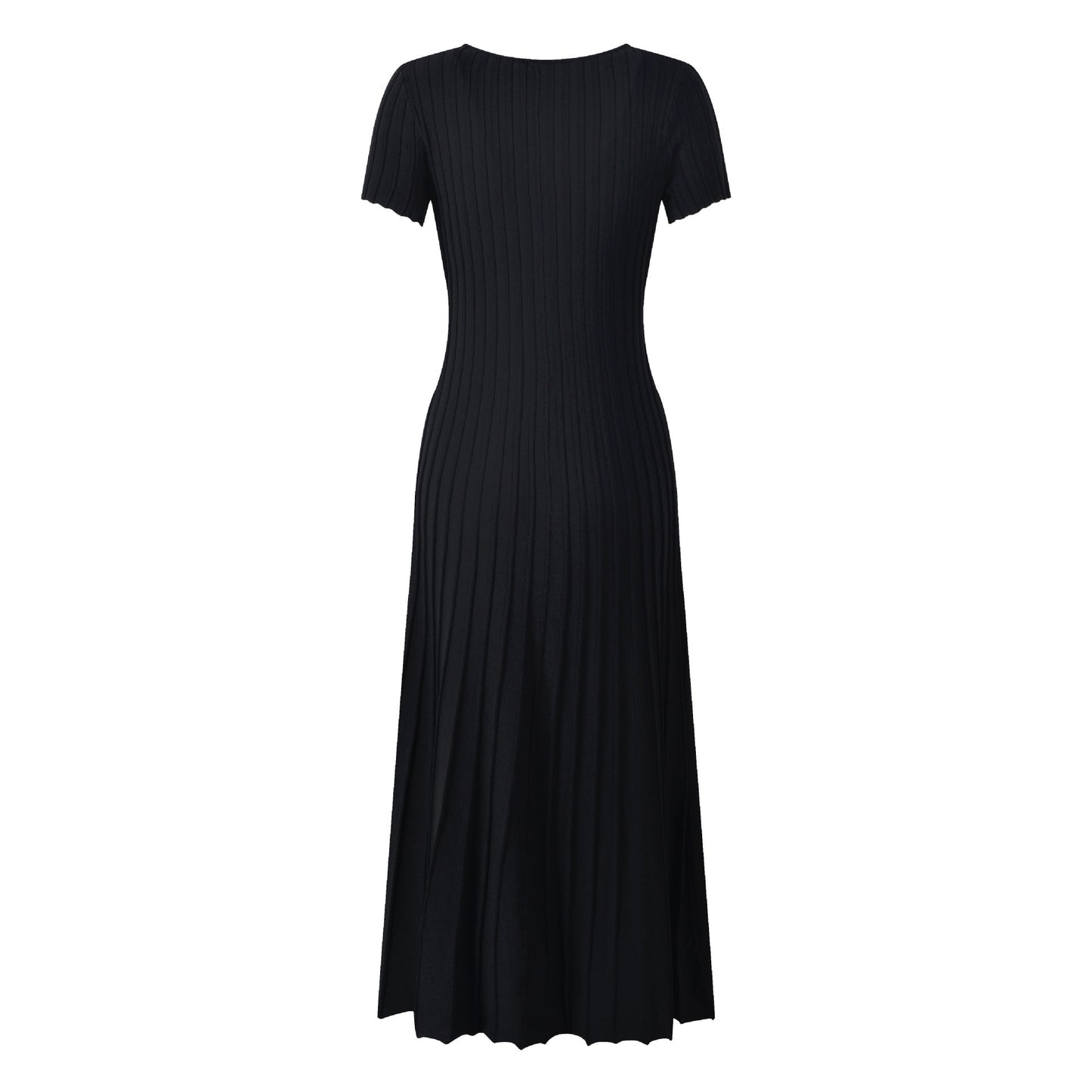 Women's black short sleeve knitted elegant dress