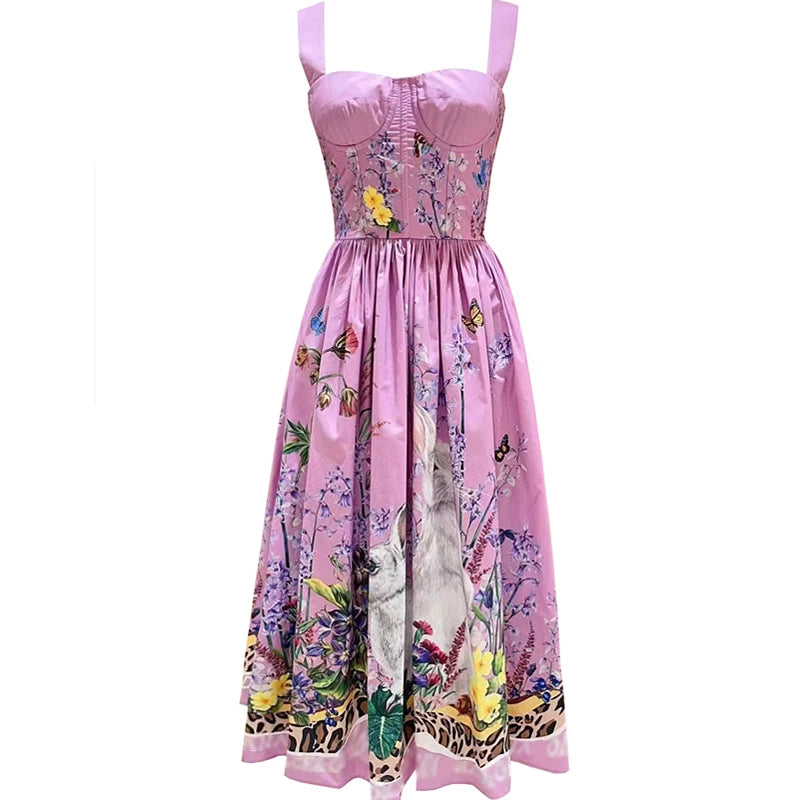 Elegant printed sleeveless dress for women