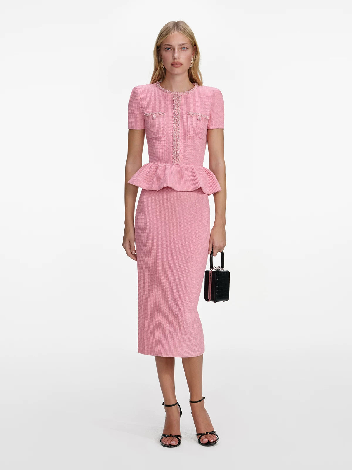 Women's Pink Sleeveless Knit Fitted Elegant Dress