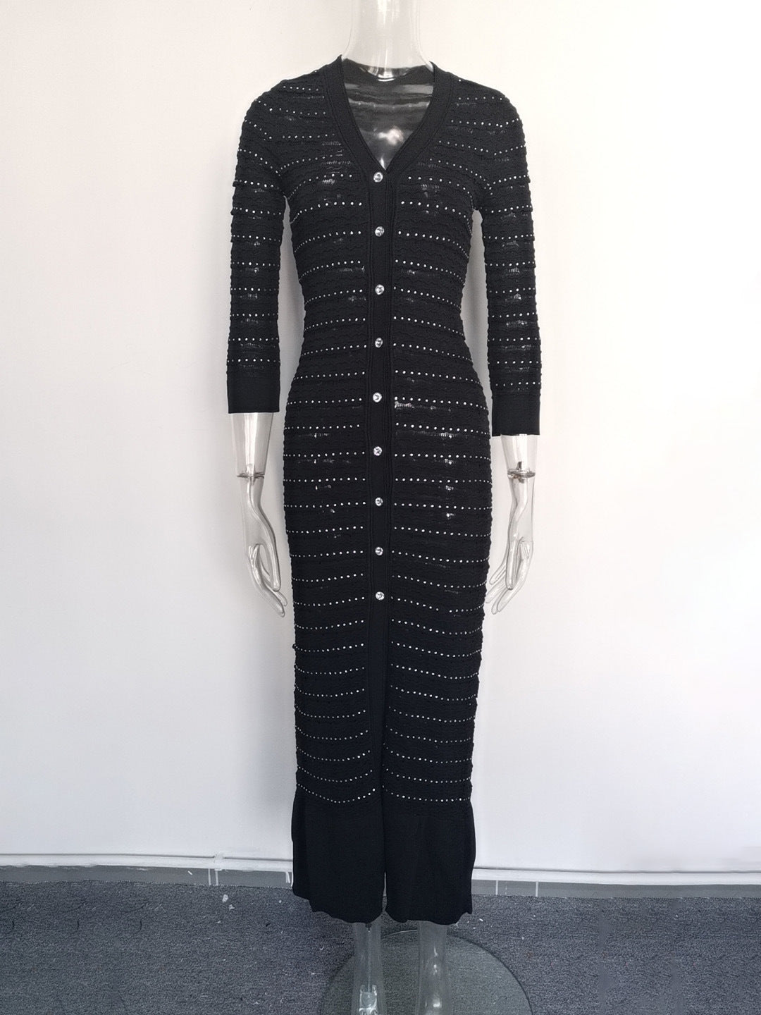 Women's diamond long knitted dress