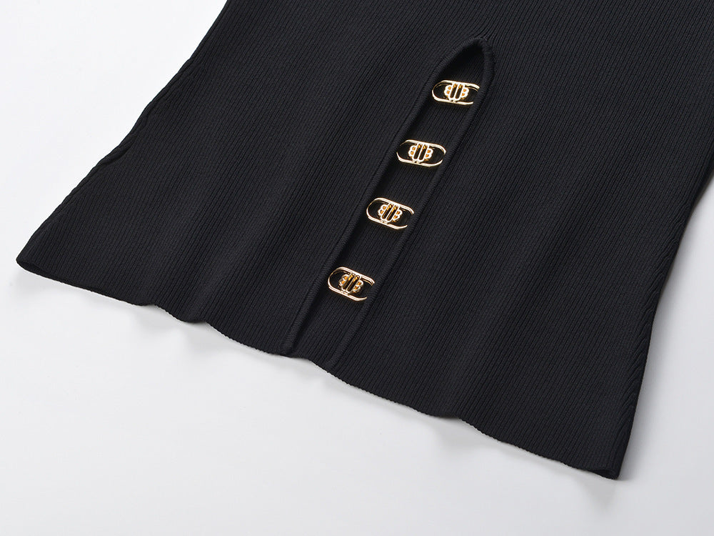 Women's black knitted tops