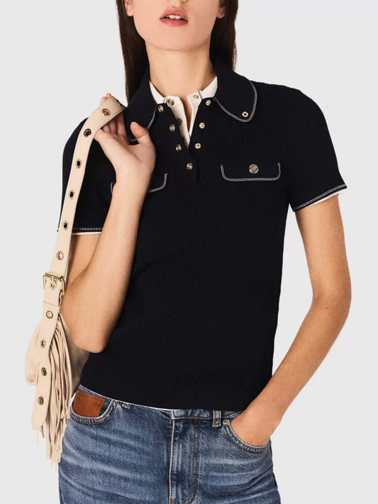 Women's short sleeve knitted tops