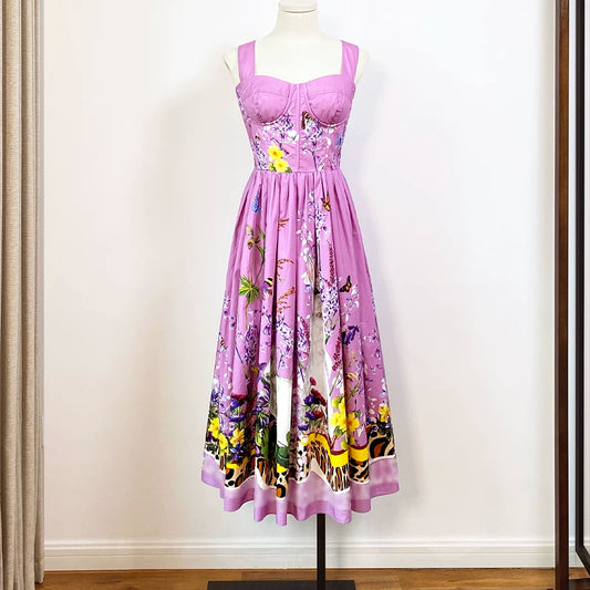 Elegant printed sleeveless dress for women