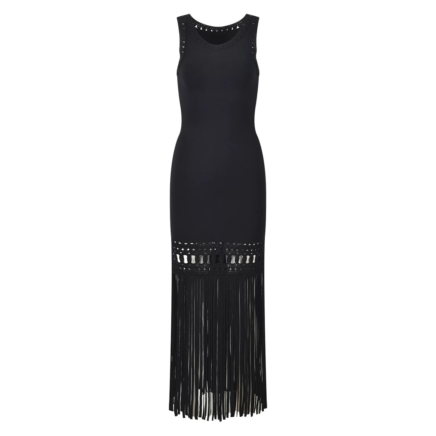 Women's Sleeveless Knit Openwork Pearl Dress
