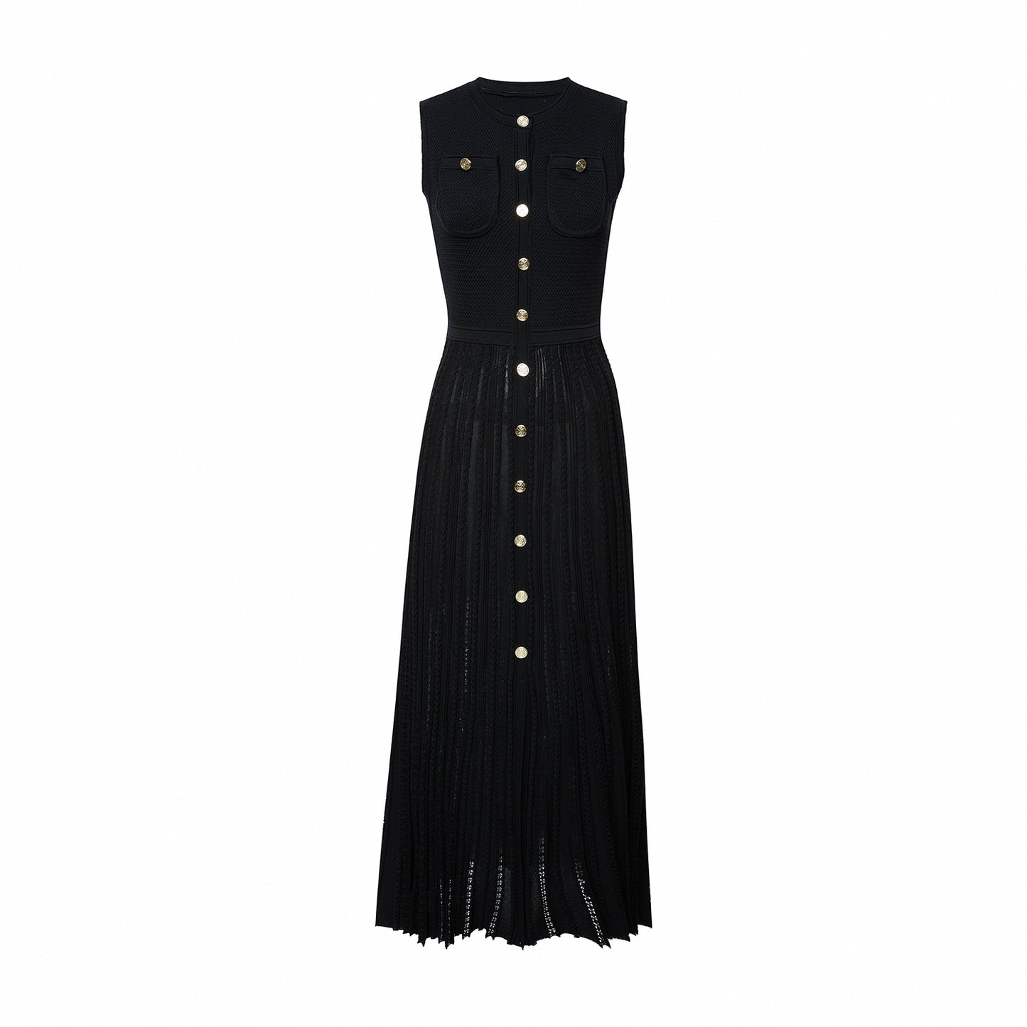 Women's black sleeveless knitted dress