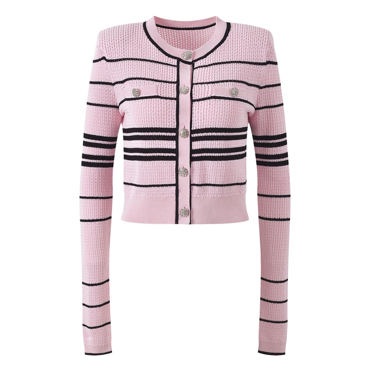 Women's pink striped cardigan