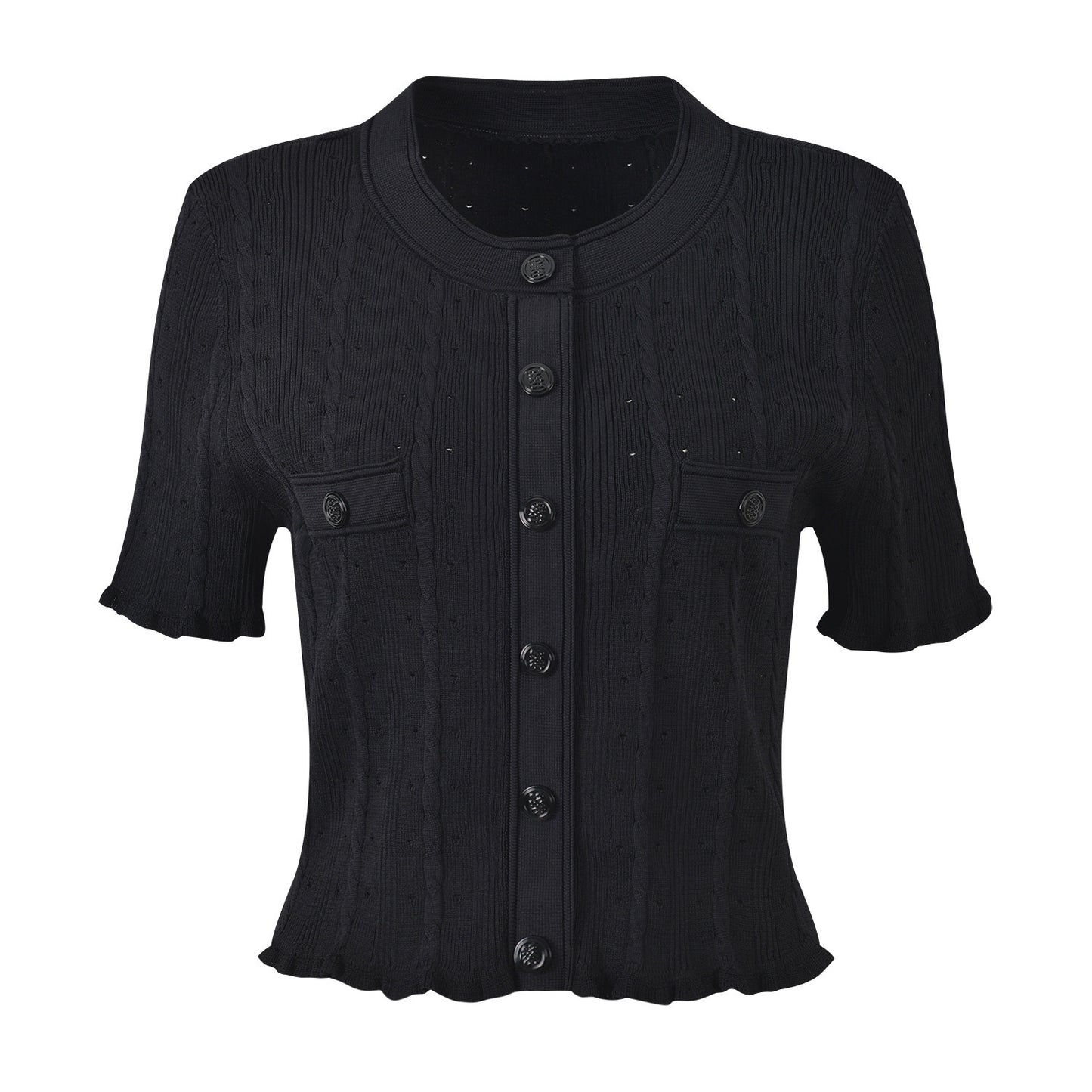 Black casual knitted two-piece set