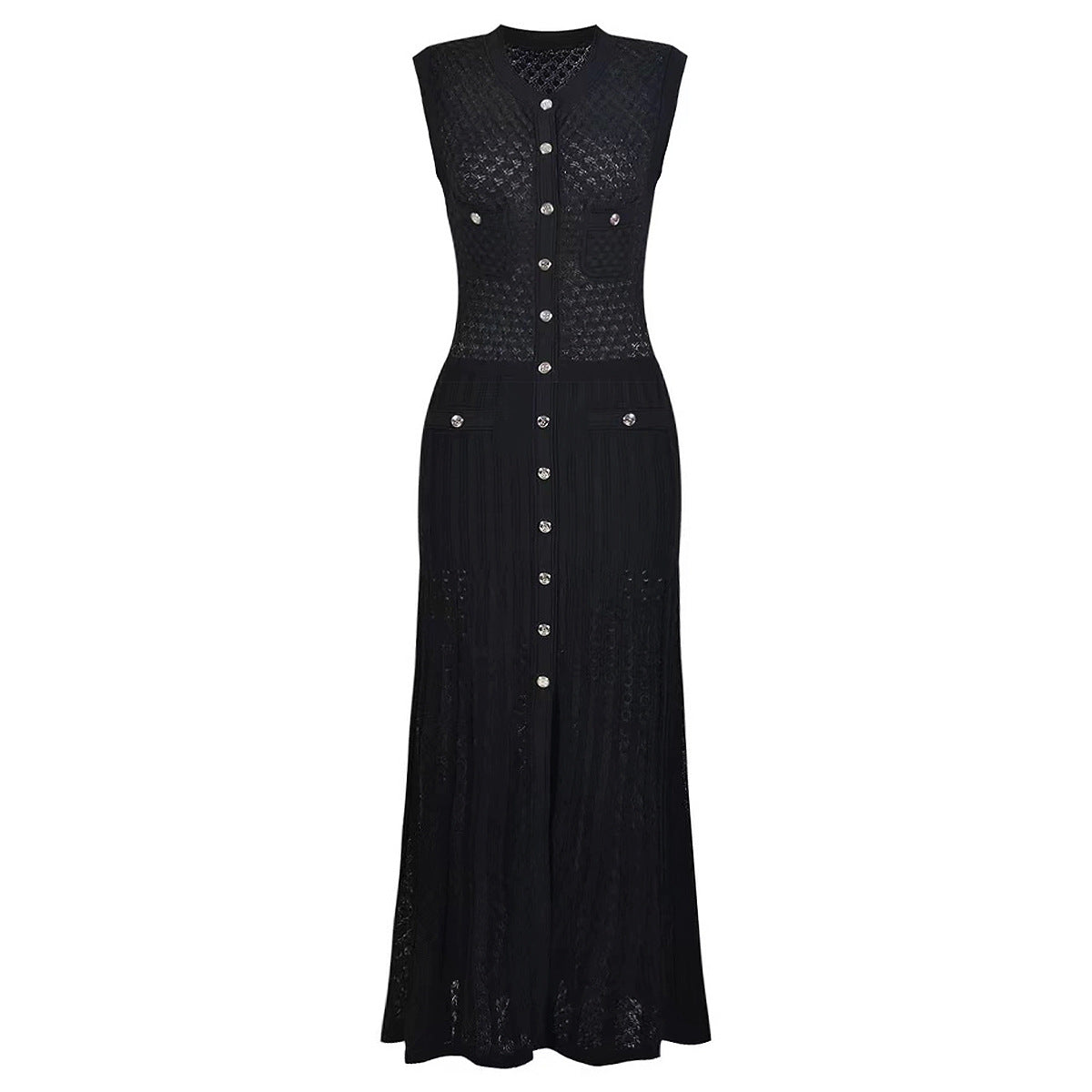 Green sleeveless knitted slim fit dress