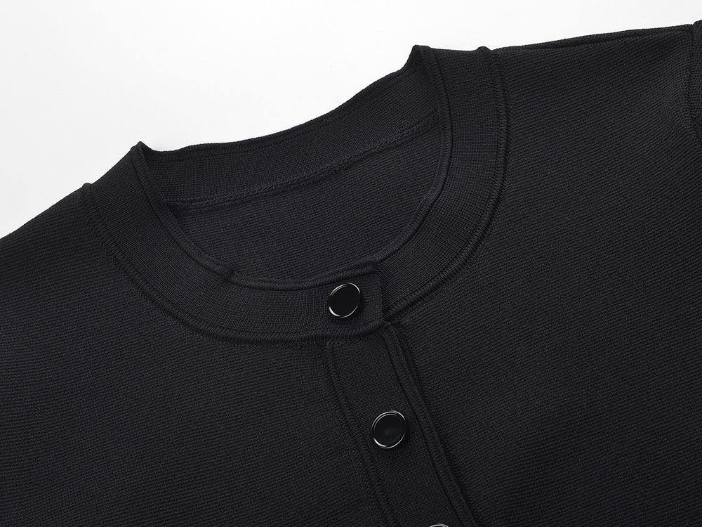 Women's black short sleeve knitted dress