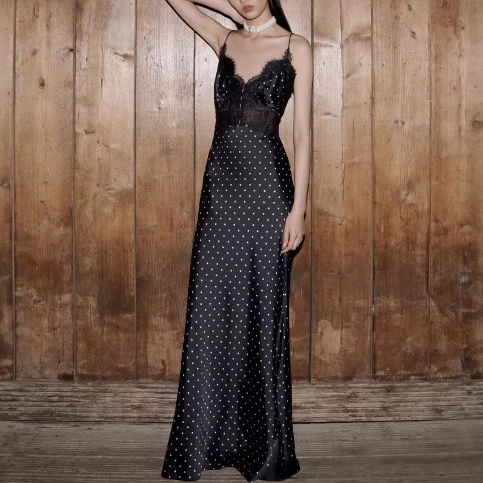 women's lace polka dot dress