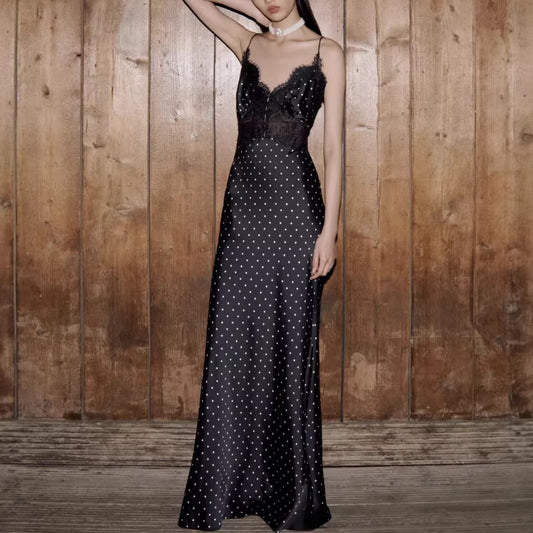 women's lace polka dot dress