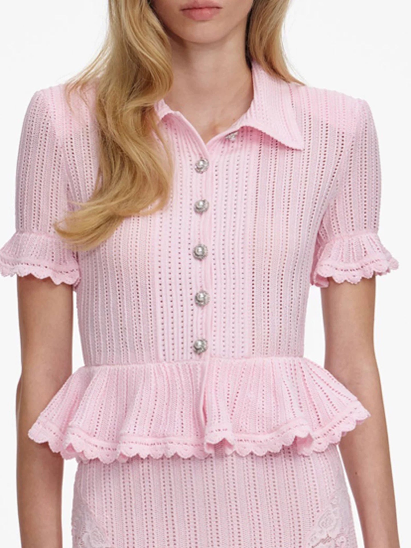 Women's Pink Short Sleeve Slim Knitted Dress