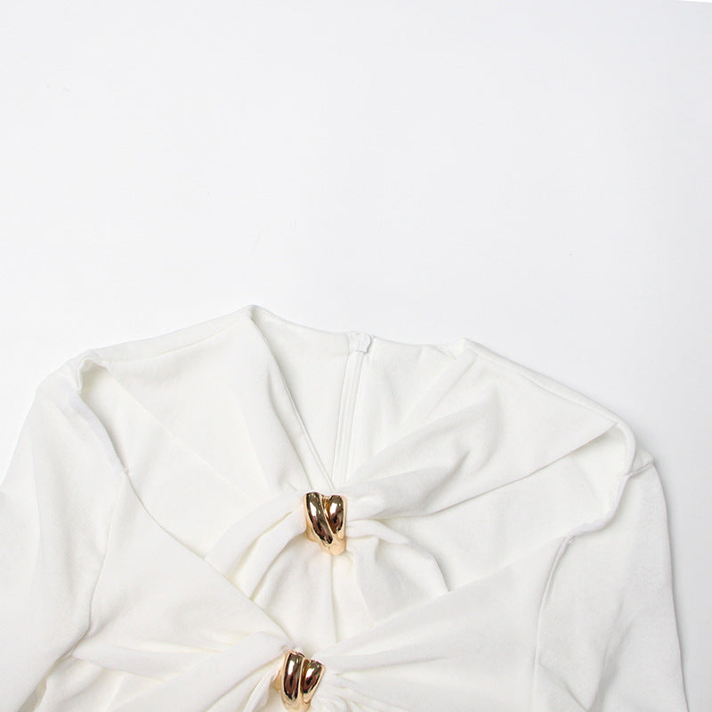 Women's elegant white fitted party dress