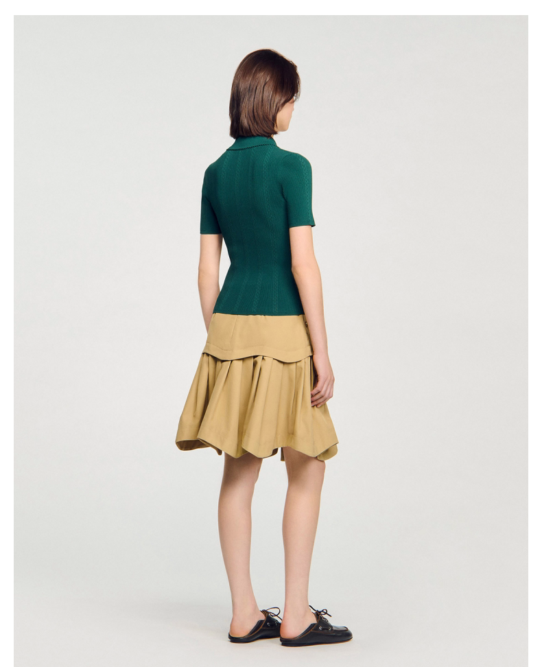 Women's Green Short Sleeve Knitted Top