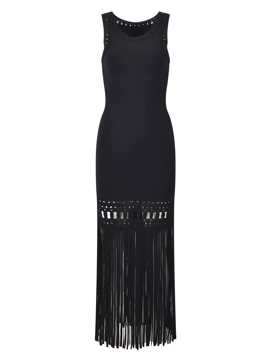 Women's Sleeveless Knit Openwork Pearl Dress