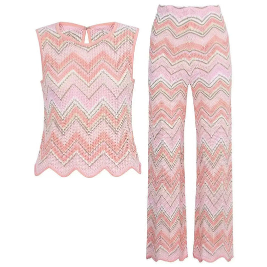Women's casual striped two-piece suit