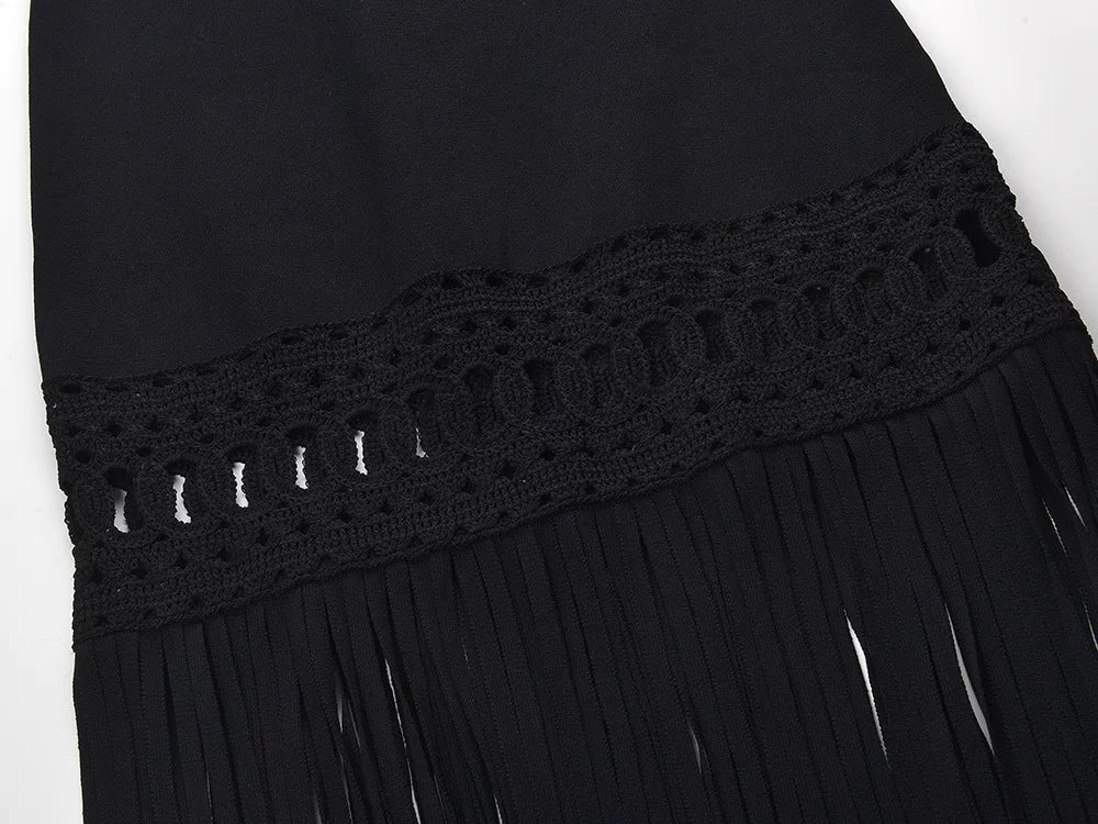 Women's Sleeveless Knit Openwork Pearl Dress