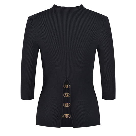 Women's black knitted tops