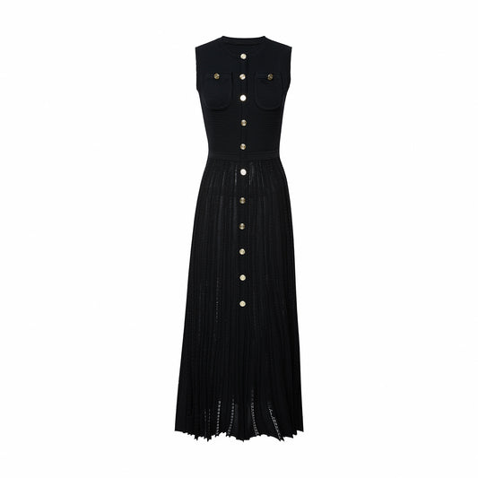 Women's black sleeveless knitted dress