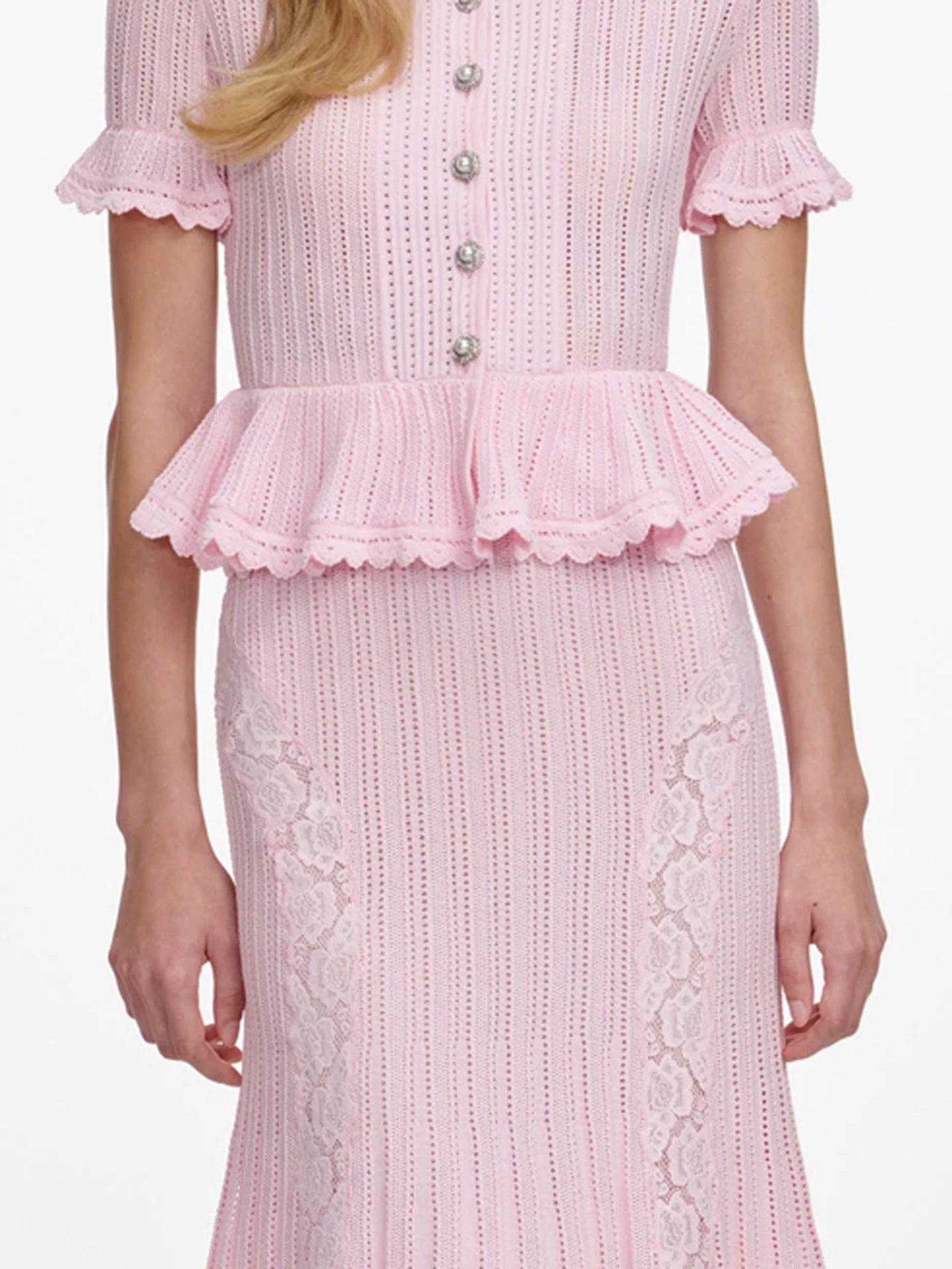 Women's Pink Short Sleeve Slim Knitted Dress