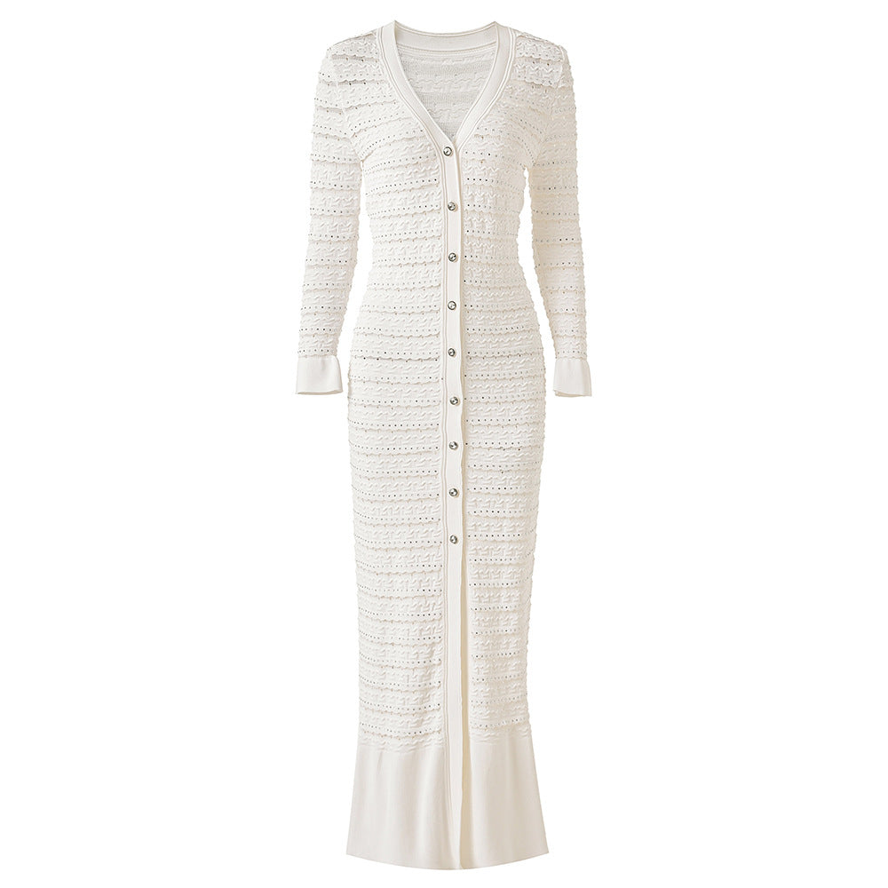 Women's diamond long knitted dress