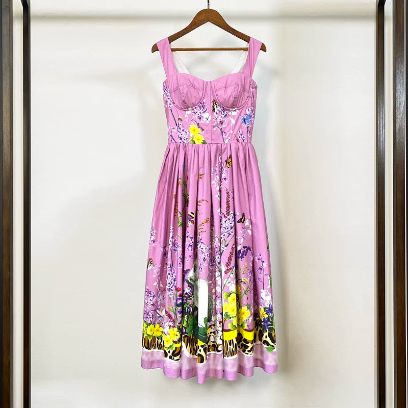 Elegant printed sleeveless dress for women