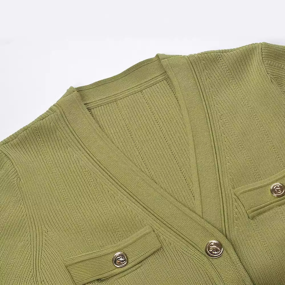 Women's Green Elegant Knit Dress
