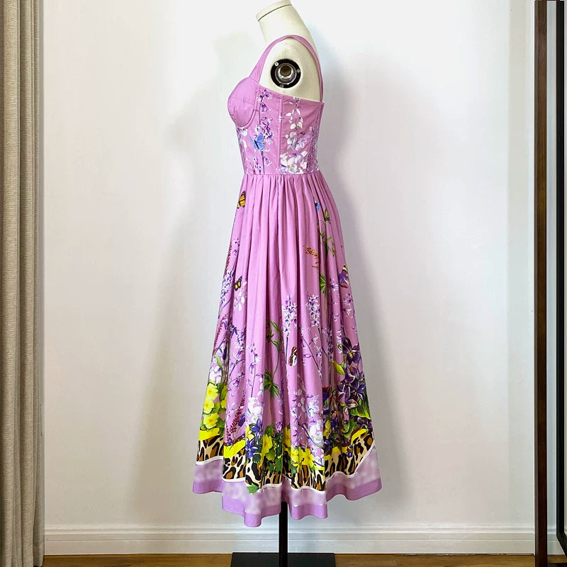 Elegant printed sleeveless dress for women