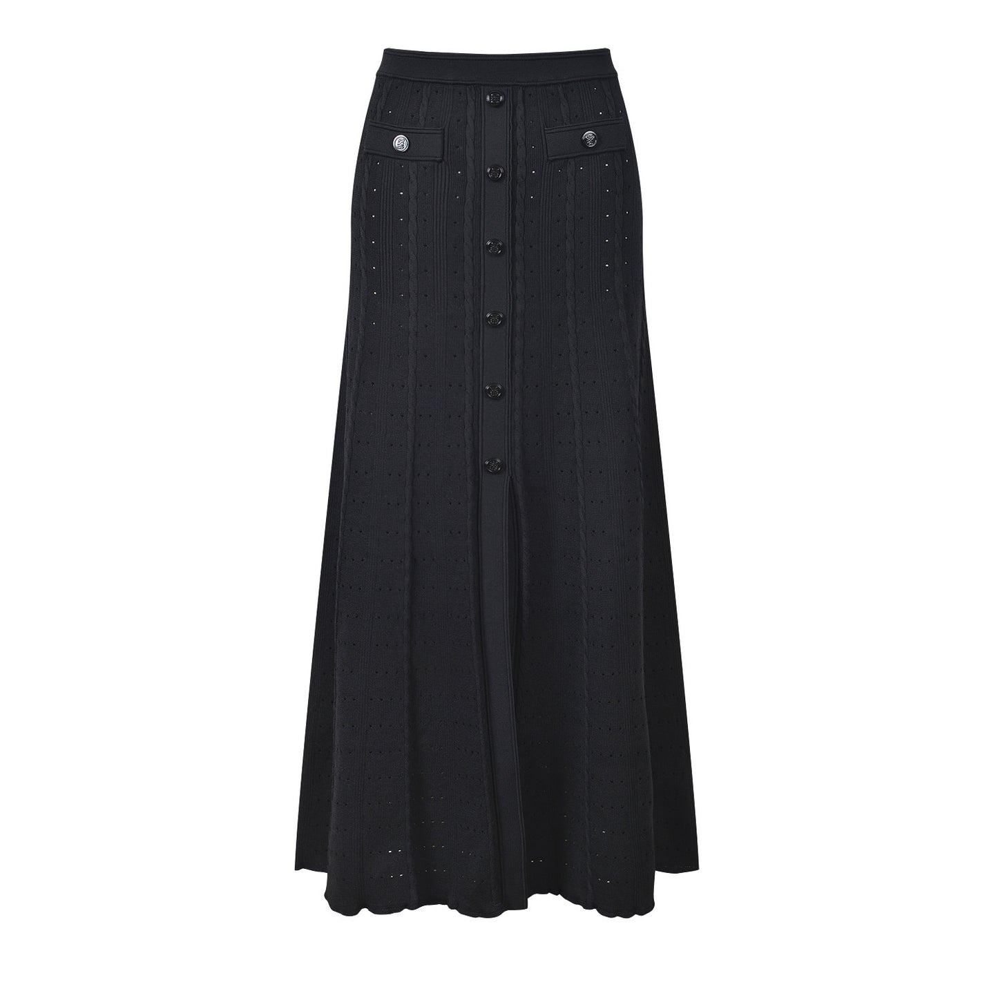 Black casual knitted two-piece set