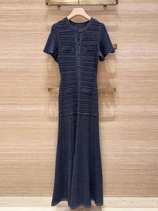 Women's high quality short sleeve long dress