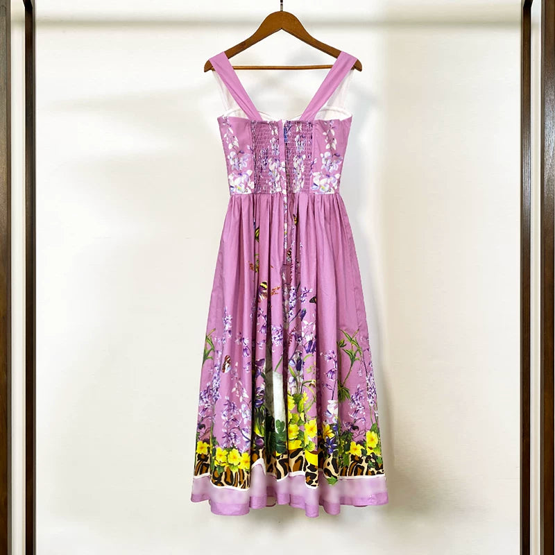 Elegant printed sleeveless dress for women