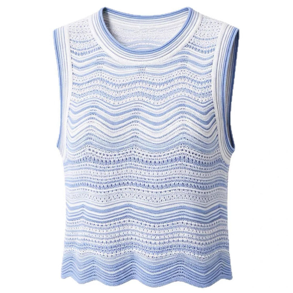 Blue striped knitted two-piece set