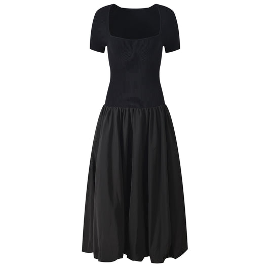 Women's black short-sleeved dress
