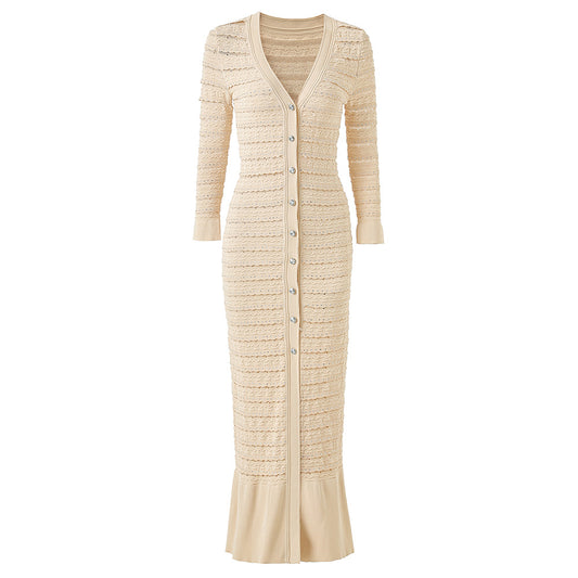 Women's diamond long knitted dress